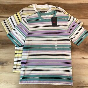 Levis Relaxed Fit Striped T-Shirt 2-Pack Mens Small Teal Purple Yellow A33850023